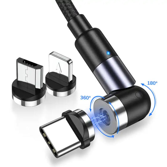 360° LED Magnetic Charging Cable – Nylon Braided, Fast Charging, 2.4A Max