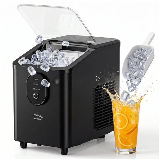 AUSPURE Ice Maker, Smart Indicators & Compact Design, Black